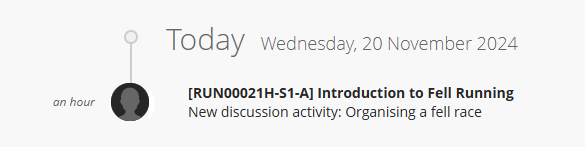 Notification: date, module name, New discussion activity: discussion name