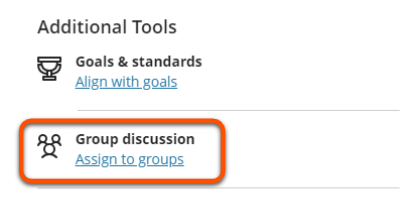 Part of group settings pane showing Group discussion/assign to groups