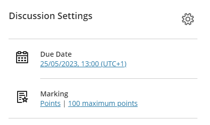 Due date and marking details shown for a marked discussion