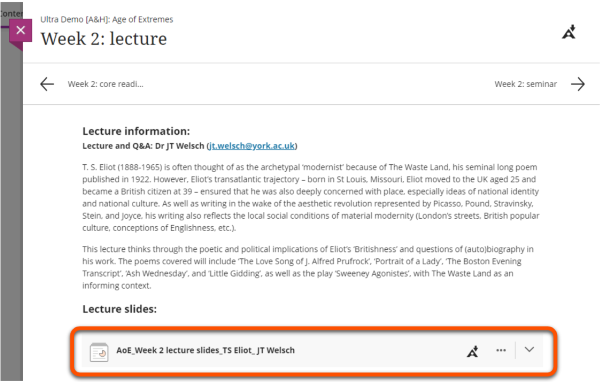 Week 2 lecture document with introductory text and uploaded lecture slides file