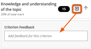 Criterion feedback text entry box