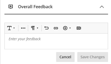 Overall Feedback text entry box